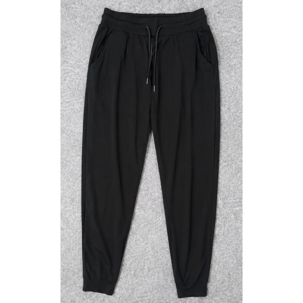 Suzette Collection Black Jogger Pants Drawstring Lounge Athleisure Medium